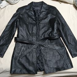 Ladies Leather Coat Size Large