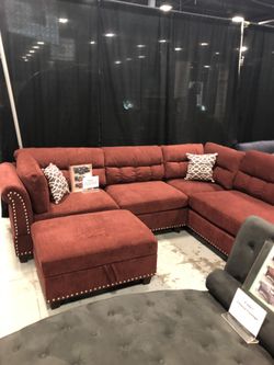 Sectionals with storage ottoman $1 down no credit check financing