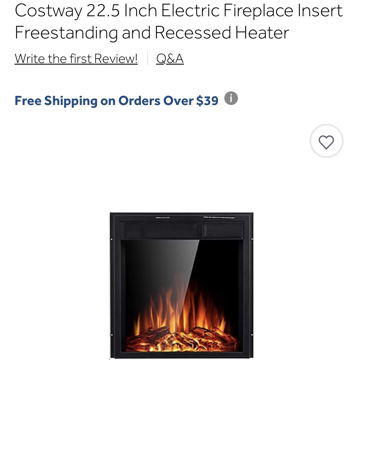  22.5 Inch Electric Fireplace Insert Freestanding and Recessed Heater