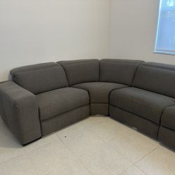 Gray Sectional With 3 Electric Power Recliner
