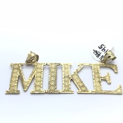 Gold Pendant “MIKE” 10K Solid New 