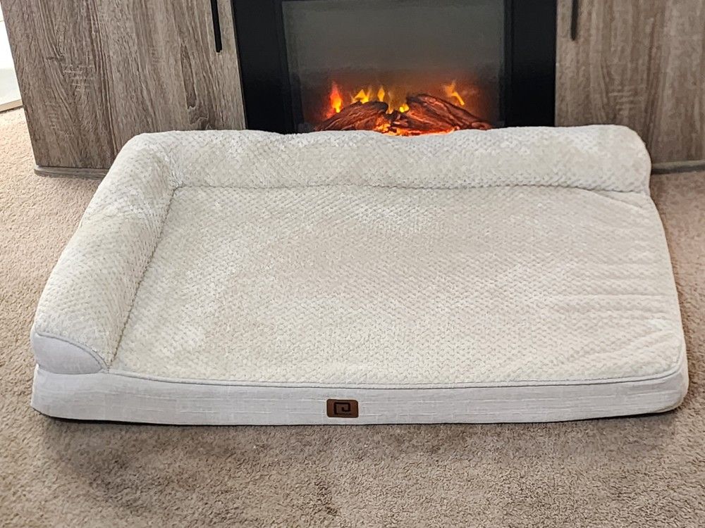 EHEYCIGA Orthopedic Memory Foam Dog Bed with Microfiber & Linen Fabric