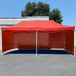 (NEW) $205 Heavy-Duty 10x20 ft Canopy w/ 4 Sidewalls, Outdoor Patio Pop Up Tent Gazebo with Carry Bag, Black 