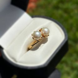 Jewelry 18k solid yellow gold natural pearl ring sz 5.00