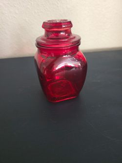 Ruby Red Small Glass Apothecary Jar.  Vintage.
