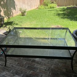 Outdoor Iron and Glass Coffee Table 