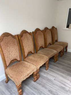 Set of 6 king dining room table chairs - velour
