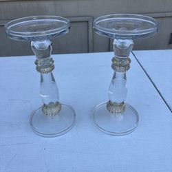 Clear Glass Candle Stands 