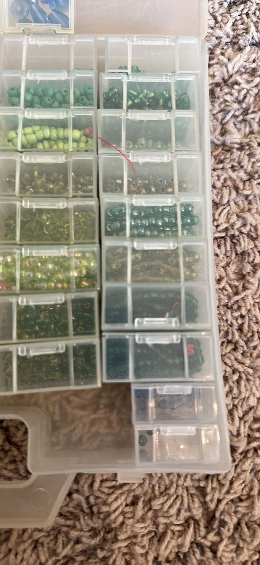 Large Assortment Of  Green Glass/Crystal/Plastic Bead