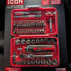 Icon 1/4" Drive Socket And Bit Set 