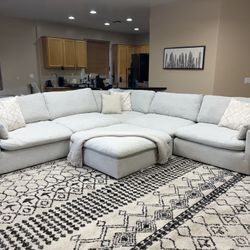 Living Spaces 6pc Grey Fabric ‘Cloud Sectional’
