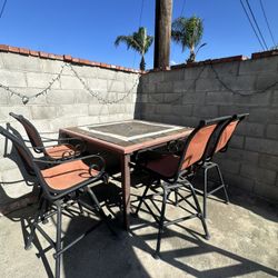 Solid Metal Tile Table With Four Chairs