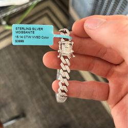 🔥(NEW)Moissanite Monaco Cuban chain 15 carat 24 inch 8.7 mm solid sterling silver 925 (67)grams