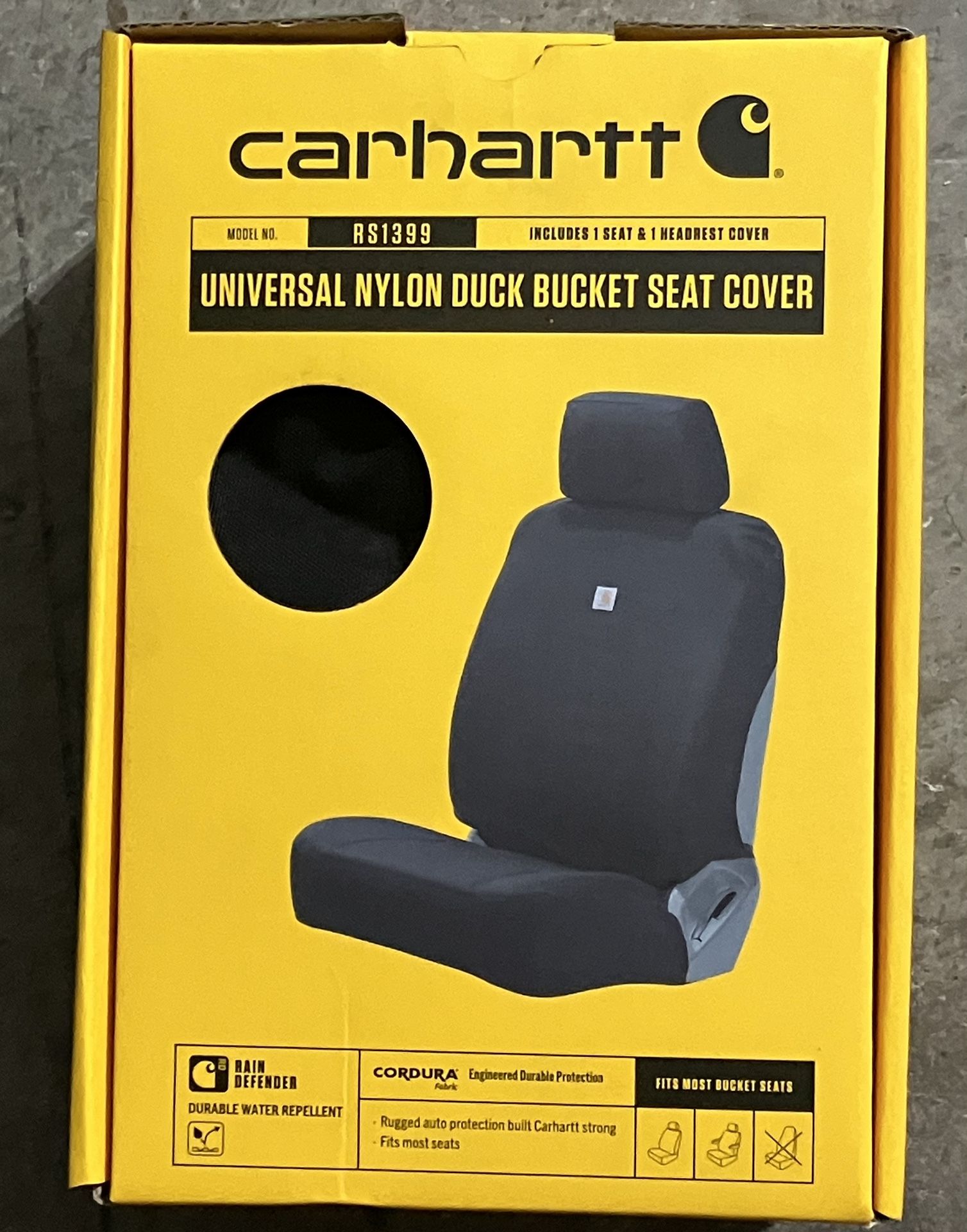 Carhartt Black Universal Nylon Duck Bucket Seat Cover New in Box