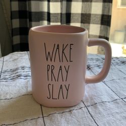 Rae Dunn Baby Pink Wake Pray Slay Mug