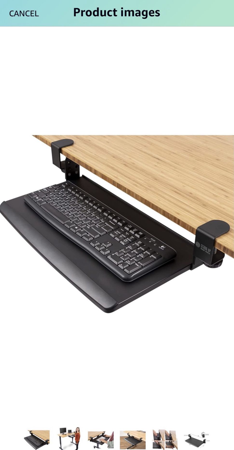 PRICED TO SELL! Stand Up Desk Store Compact Clamp-On Retractable Adjustable Height Under Desk Keyboard Tray | Desks Up to 1.5" (Small, 24.5" Wide)  