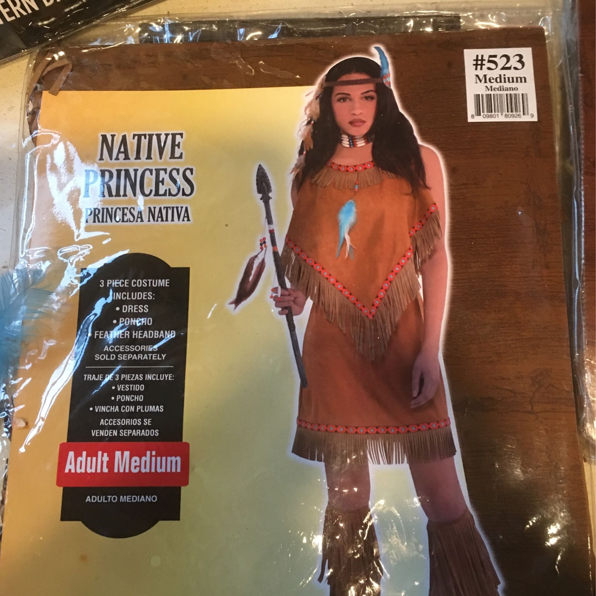 NATIVE PRINCESS 3 PUECE ADULT COSTUME