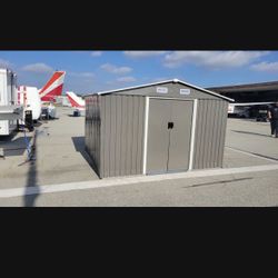 (New in box need assemble) 8' L × 10'W×6! H galvanized steel Metal Storage Shed Outdoor Garden Backyard 8'x10' Storage.