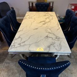 New Marble Dining Set 7 Pcs