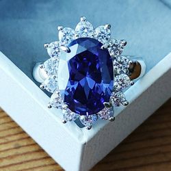 Sterling Silver Tanzanite Ring Size 9