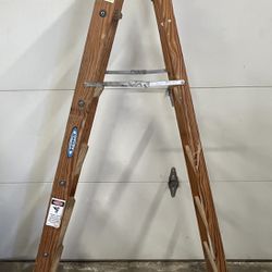 Vintage Werner Wood Folding Ladder  5 Steps