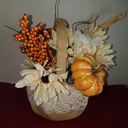 Burlap & Lace Flower Basket