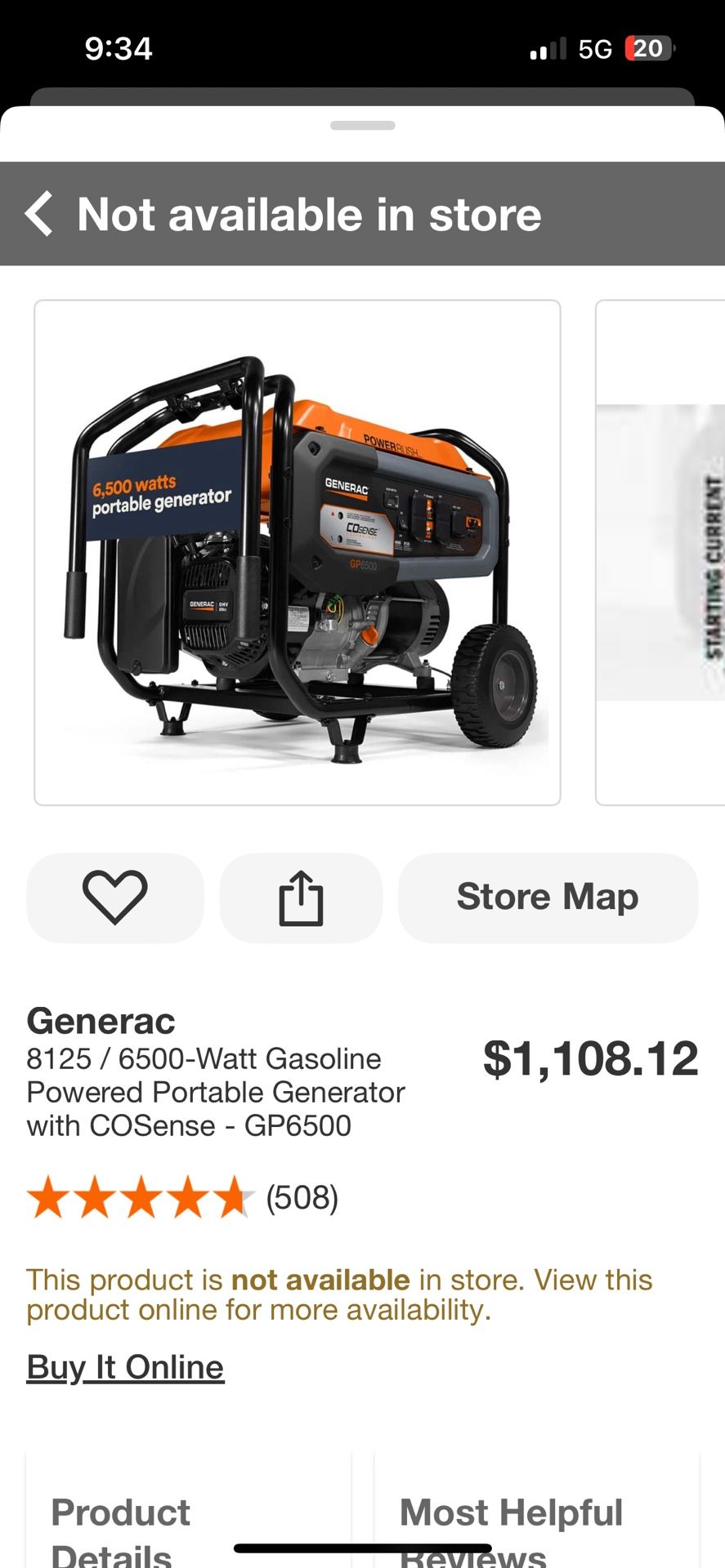  Gasoline Powered Portable Generator
