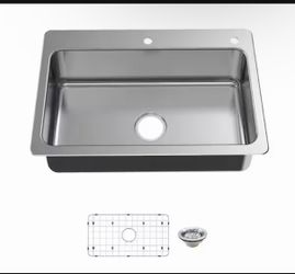 Shop Glacier Bay Bratten 33 in. Drop-In Single Bowl 18 Gauge Stainless Steel Kitchen Sink with Accessories