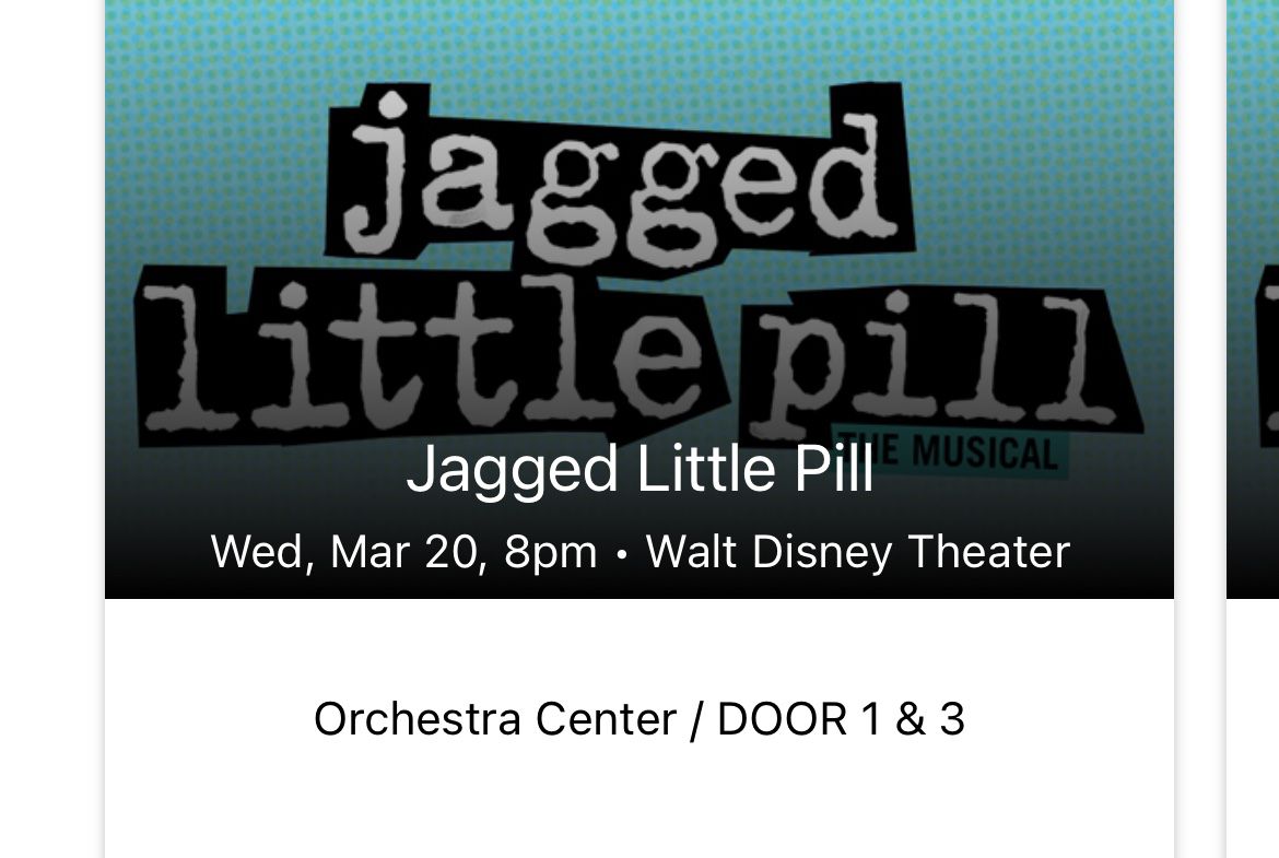 2 Tickets 2/20 Jagged little pill Musical At Dr Phillips Center 