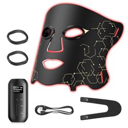 LED Light Therapy Mask (E106A) for Face, Infrared Red Light Therapy Mask, Soft Silicone, Rechargeable Red Light Therapy with Timer for Home & Travel