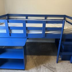 Twin Loft Bed In Blue 