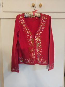 Red sequin cardigan