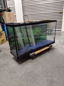 Large Glass Aquarium Fish Tank with Gravel 50 gallon / stand