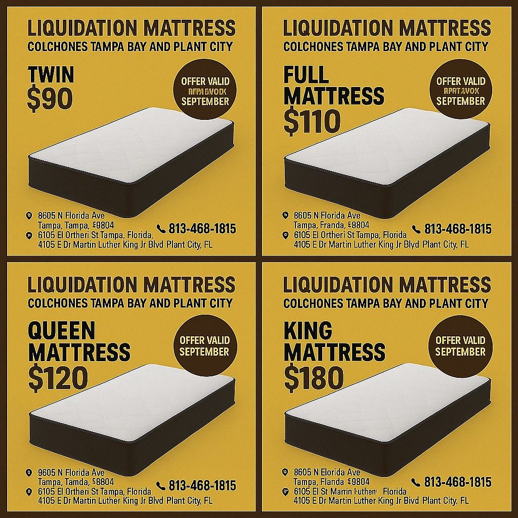 SPECIAL PROMOTION MATTRESS COLCHONES TAMPA BAY AND PLANT CITY