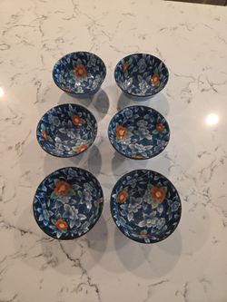 6 JAPAN BOWLS  5"W X 3"D SEE DESCRIPTION