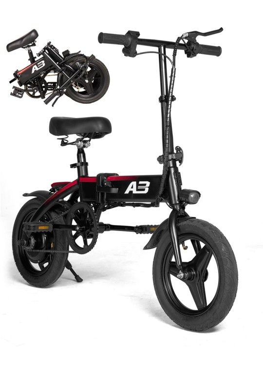 14’’ Electric Bike, Folding Electric Bicycle for Adults, 22 Mph,20+ Miles,350W (Peak 400W) Motor,Mini Fat Tire Ebike, 36V 12AH Waterproof Removable Ba