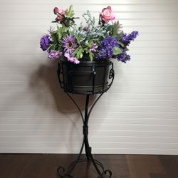 Southern Living Metal Bucket On Wrought Iron Stand. Great For Parties, Flowers, Plants, Towels ... Check Out My Other Offers Too