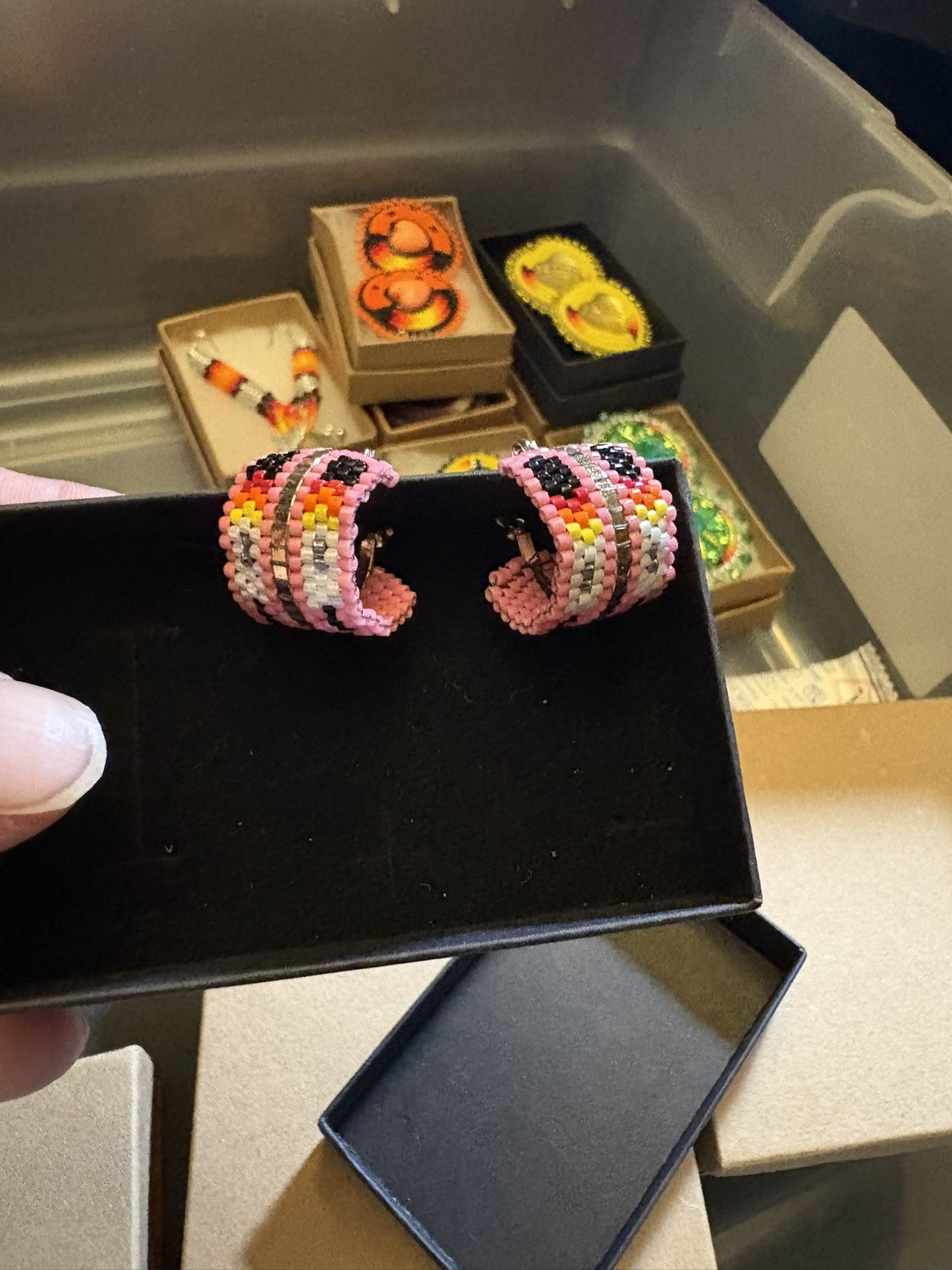 Beaded Jewelry Earrings , Bracelets ,Bowlo Ties , Keychains, Lighter Cases,an Walking Sticks