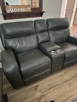 Loveseat Recliner Couch Grey Leather