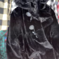 Black Hooded Cat Robe 