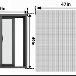 Magnetic Window Screen, Adjustable DIY 47x51in Window Screen Replacement