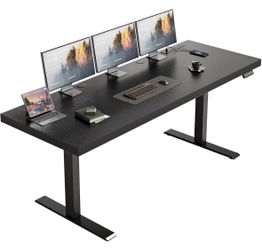 71 Inch or 79 Inch Executive Electric Standing Desk Black – Extra-Wide Surface & Power Outlets