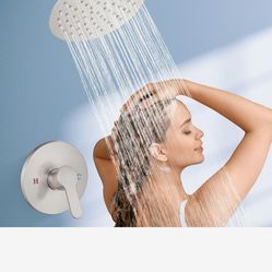 Shower Faucet Set,8 Inch Round Rainfall Shower  Single Handle Shower Trim Kit,Wall Mount Bathroom System  YLF - 7L $40 N