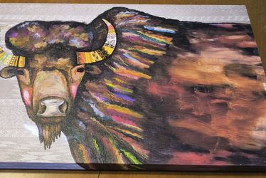 12x24 colorful buffalo on canvas and other home decor