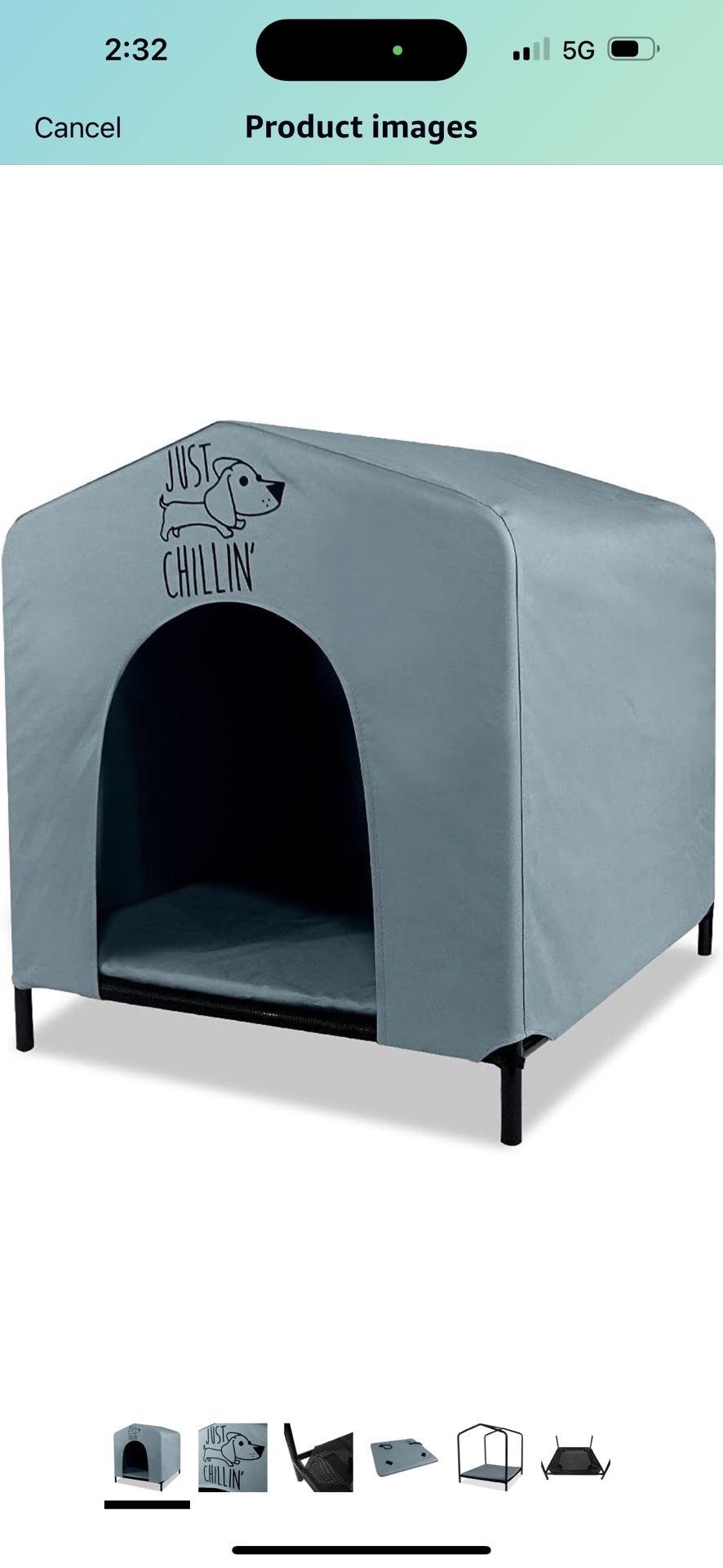 Floppy Dawg Just Chillin’ Portable Dog House. Elevated Pet Shelter for Indoor and Outdoor Use. Made of Water Resistant Breathable Oxford Fabric. Easy 