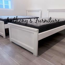 White Twin Bed With Mattress 