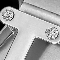 Genuine Diamond Accent Antique Style Round With Hearts Earrings.  