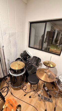 Black Drum Kit with Sabian Cymbals