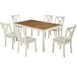 7-Piece Solid Wood Dining Table Set, 60"