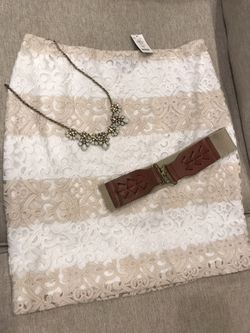 NWT - white/cream striped lace skirt